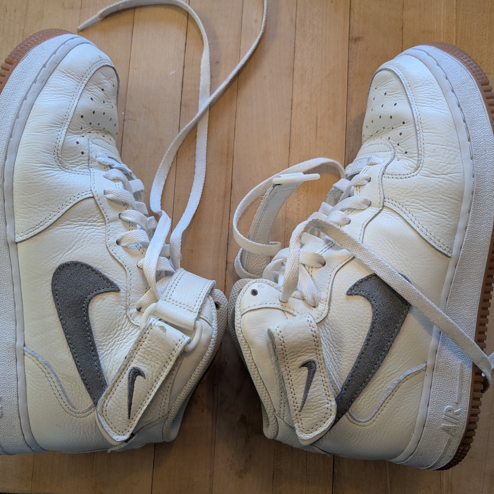 Nike White and Gray High-Top Sneakers
